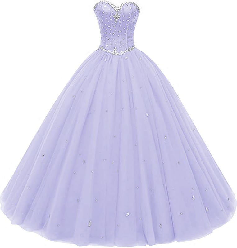 Image of Likedpage Women's Sweetheart Ball Gown Tulle Quinceanera Dresses Prom Dress