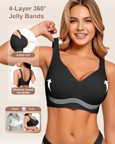 Image of Bras for Women Jelly Wireless Supportive Seamless Full Coverage Push Up No Underwire Comfort Plus Size for Older Women