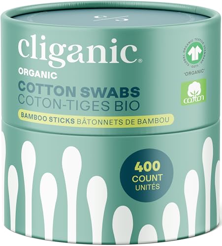 Cliganic organic bamboo cotton swabs, 400 count — bamboo is the plastic-free way to get a rigid stick
