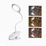 Rechargeable Desk Lamp, Clip on Reading Light with Small Night Light, 3 Light Temperture, Adjustable