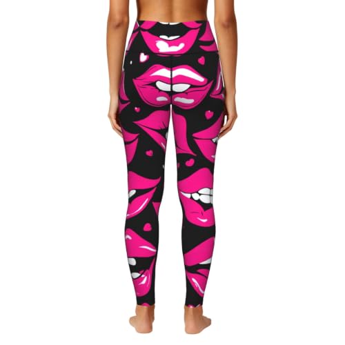 Pantalones de yoga holgados con estampado de labios para mujer en corte largo 4
