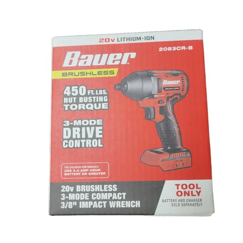Generic 20V Brushless Cordless 3/8 in. 3-Speed Impact Wrench, Compatible with Bauer - Tool Only (Battery and Charger Sold Seperatly), Light