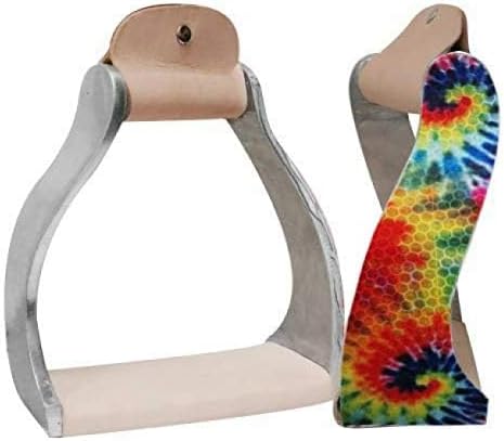 Showman Lightweight Twisted Angled Aluminum Stirrups w/Shimmering Tie Dye Print