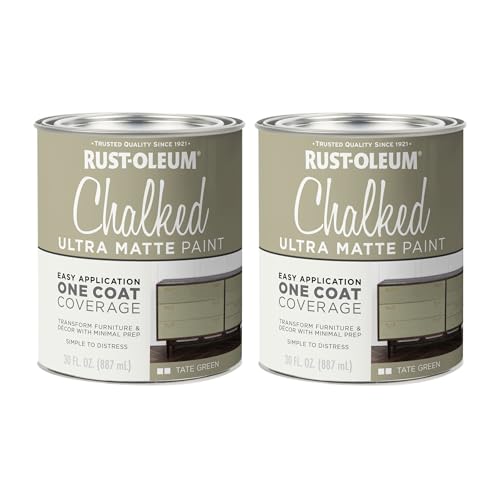 Rust-Oleum Tate Green Chalked All-in-One Ultra Matte Paint | One Coat Coverage | No Primer, Sanding, Or Topcoat Needed | Easy Clean Up | Made in USA | 30 OZ | 2 Pack