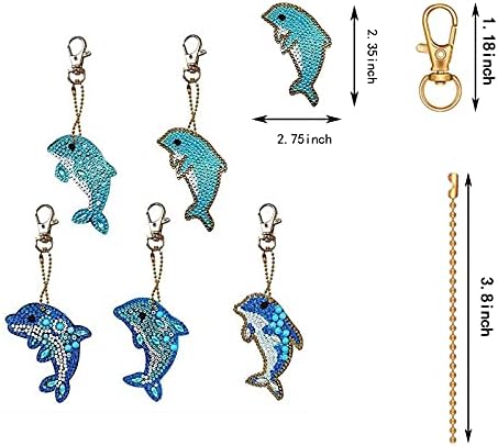 Porte-clés Diamond Art 5D Dauphin - Kit DIY de Bricolage Créatif