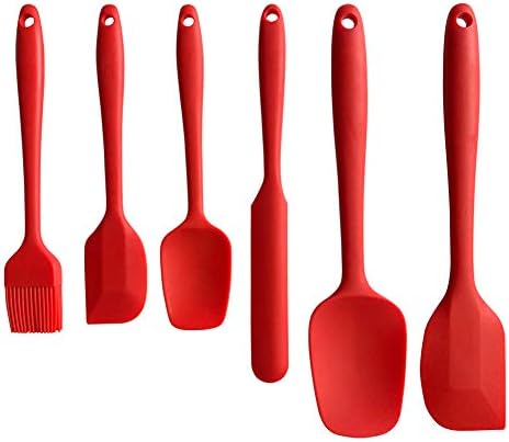 Silicone Spatula Set,Utensils for Cooking Baking Mixing & Nonstick Cookware, BPA Free,Dishwasher Safe. (Red)