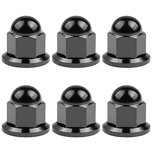Image of Titanium M6 M8 M10 Dome Head Acorn Nuts for Bicycle Motorcycle Exhaust Pipe Car Pack of 6 (M10, Black)
