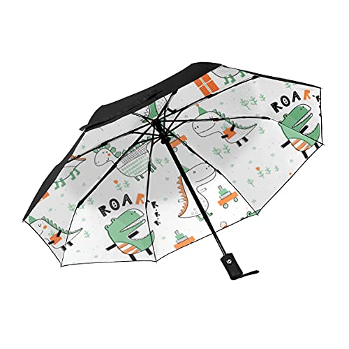 Parapluie de voyage dinosaure automatique résistant aux tempêtes et aux UV pour toute la famille