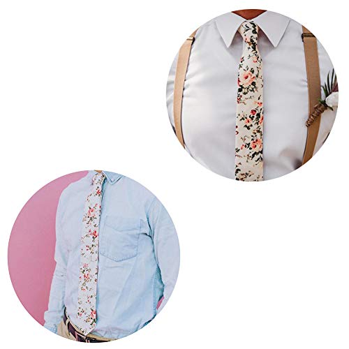 Image of Mantieqingway Floral Ties for Men Skinny Cotton Tie Flower Necktie