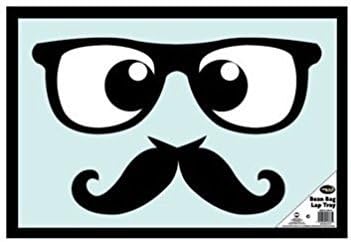 Cushioned Bean Bag Lap Tray Laptray Beanbag TV Bed Dinner Laptop (MOUSTACHE/GLASSES)