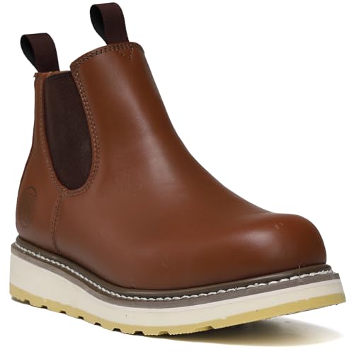 HANDPOINT Slip-on Soft Toe Work Boot for Men, SURETRACK Leather Slip Resistant Durable Breathable Work Boot 84985