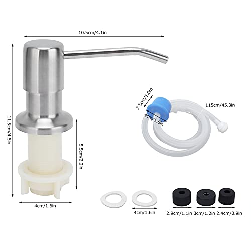 Fafeicy Seifenpumpenkopf-Kit Edelstahl - Spülbecken Flüssigkeitsspender mit Verlängerungsrohr - Silber
