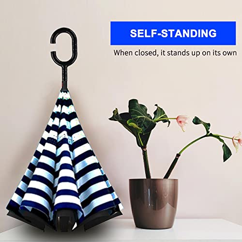 Image of MRTLLOA Double Layer Inverted Umbrella with C-Shaped Handle, Anti-UV Waterproof Windproof Straight Umbrella for Car Rain Outdoor Use