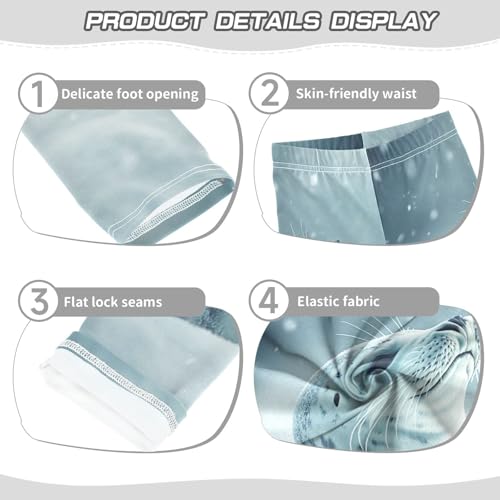 Lovely Seal Wildlife Snowflakes Girls Casual Leggings for Kids Printed Long Pant Bottoms Stretch and Soft3