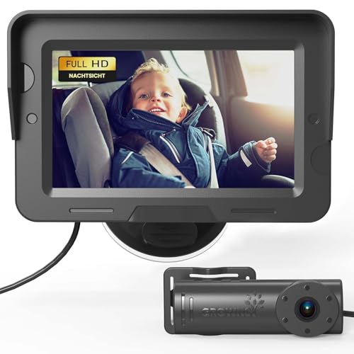 GROWNSY Baby Kamera Auto mit Nachtsicht und Weitwinkel, 4,3'' HD Spiegel Auto Baby rückbank, autospiegel Baby für rücksitz USB Plug&Play, Einfache Installation