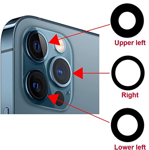 Perzework 2 Set Original Back Rear Camera Lens Glass Replacement For Iphone 12 Pro Max 6.7-Inches With Pre-Installed Adhesive And Reparing Toolkit #TOP5