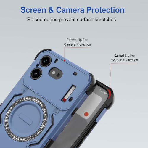 Image of Zapcase Back Case Cover for Nothing Phone (4b) | Magnetic Case with Built-in Metal Ring | Supports MagSafe Charger, Wallet & Car Mount | Shockproof Hybrid PC + TPU | Blue