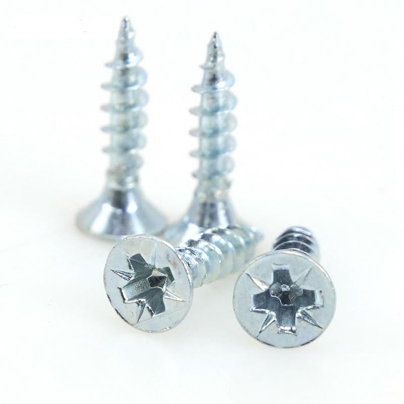 Image of Rely⇒VP INDUSTRIES (Pcs-50) No.6x20 mm CSK Philips Pozi Chipboard Screw - Flat Head Self-Tapping for Wood & Particle Boards