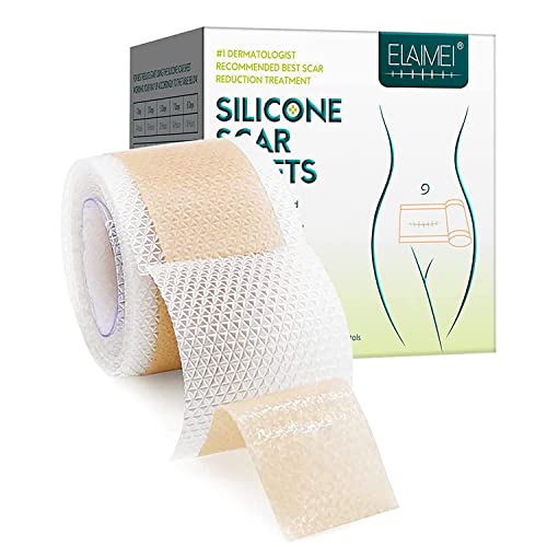 Scar Away Silicone scar sheets (1.6â€ x 120â€Roll),Medical Grade Soft Silicone Gel Tape for Scar Removal,Advanced Easy-Tear Silicone Strips Painless Scar Patch for Keloid Bump, Burns,Surgery,Acne et