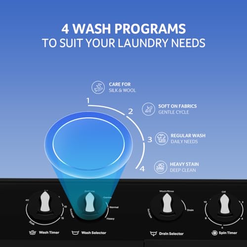 Image of Acer 9.0 Kg 5 Star Semi-Automatic Top Loading Washing Machine (AR90SAMBGL124D, Black-Grey, 4 Wash Programs, Hexa Flow Pulsator, Advanced Lint Filter)