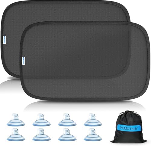 PEMOTech Sonnenschutz Auto Baby,[2026 Upgrade] Groß 53×36cm mit Starken Saugnäpfen Statt Klebefolie •ZERTIFIZIERTER UV-Schutz UPF50+•Sonnenschutz Auto Kinder für Heckscheibe & Seit