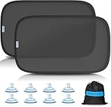 PEMOTech Sonnenschutz Auto Baby,[2026 Upgrade] Groß 53×36cm mit Starken Saugnäpfen Statt Klebefolie •ZERTIFIZIERTER UV-Schutz UPF50+•Sonnenschutz Auto Kinder für Heckscheibe & Seitenscheibe (2 Stück)