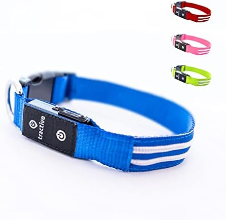 Tractive LED Light Up Dog Collar. USB Rechargeable. Waterproof (Pink, L)