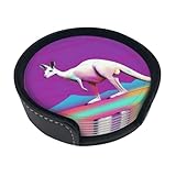 Marble Kangaroo Coasters Set of 6 with Storage Box for Coffee Tables, Bars, Mugs, Glasses and Beer Steins