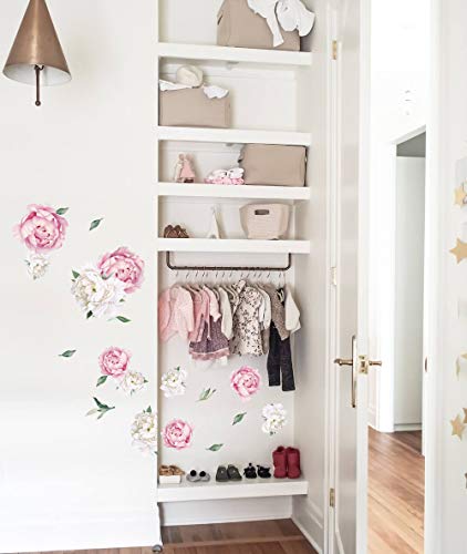 Peony Watercolor Wall Decals (Pink And White Watercolor) - Peony Decor Flowers Wall Decals #TOP5