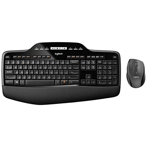 Logitech MK710 Kabelloses Tastatur-Maus-Set, 2.4 GHz Verbindung via Unifying USB-Empfänger, 3-Jahre Batterielaufzeit, LCD-Batterieanzeige, Handballenauflage, PC/Laptop, Deutsches QWERTZ-Layout-Schwarz Cover
