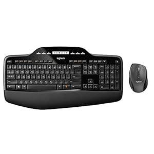 Logitech MK710 Kabelloses Tastatur-Maus-Set, 2.4 GHz Verbindung via Unifying USB-Empfänger, 3-Jahre Batterielaufzeit, LCD-Batterieanzeige, Handballenauflage, PC/Laptop, Deutsches QWERTZ-Layout-Schwarz