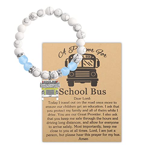 MYOSPARK School Bus Charm Bracelet Bus Driver Thank You Gift School Bus Driver Jewelry Retirement Gifts End of the School Year Gift (CA School Bus BR)