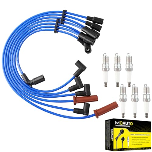 MOAUTO Set of 6 PCS Iridium Spark Plugs Wire Set 671-6068