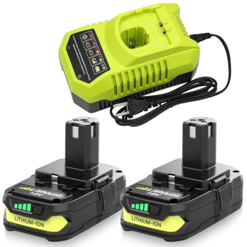 Image of Reoben 2PACK 4.0Ah P102 Replacement for Ryobi 18V Battery and Charger Combo