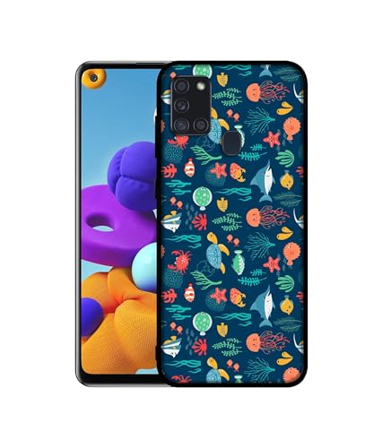 Image of Aquarium Texture Design Premium 2D Printed Metal Back Case Cover for Samsung Galaxy A21S 4G