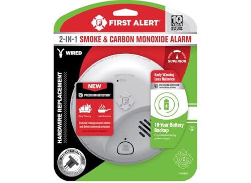 First Alert 10 Year Back Up Hard-Wired w/Battery Back-Up Ionization Smoke and Carbon Monoxide Detect