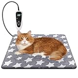 UPSKY Pet Heating Pad 18x18 in Electric Heating Pad for Dogs, Temperature Adjustable Dog Cat Heated Bed Mat with Timer, Waterproof Indoor Pet Warming Pad with Chew Resistant Cord