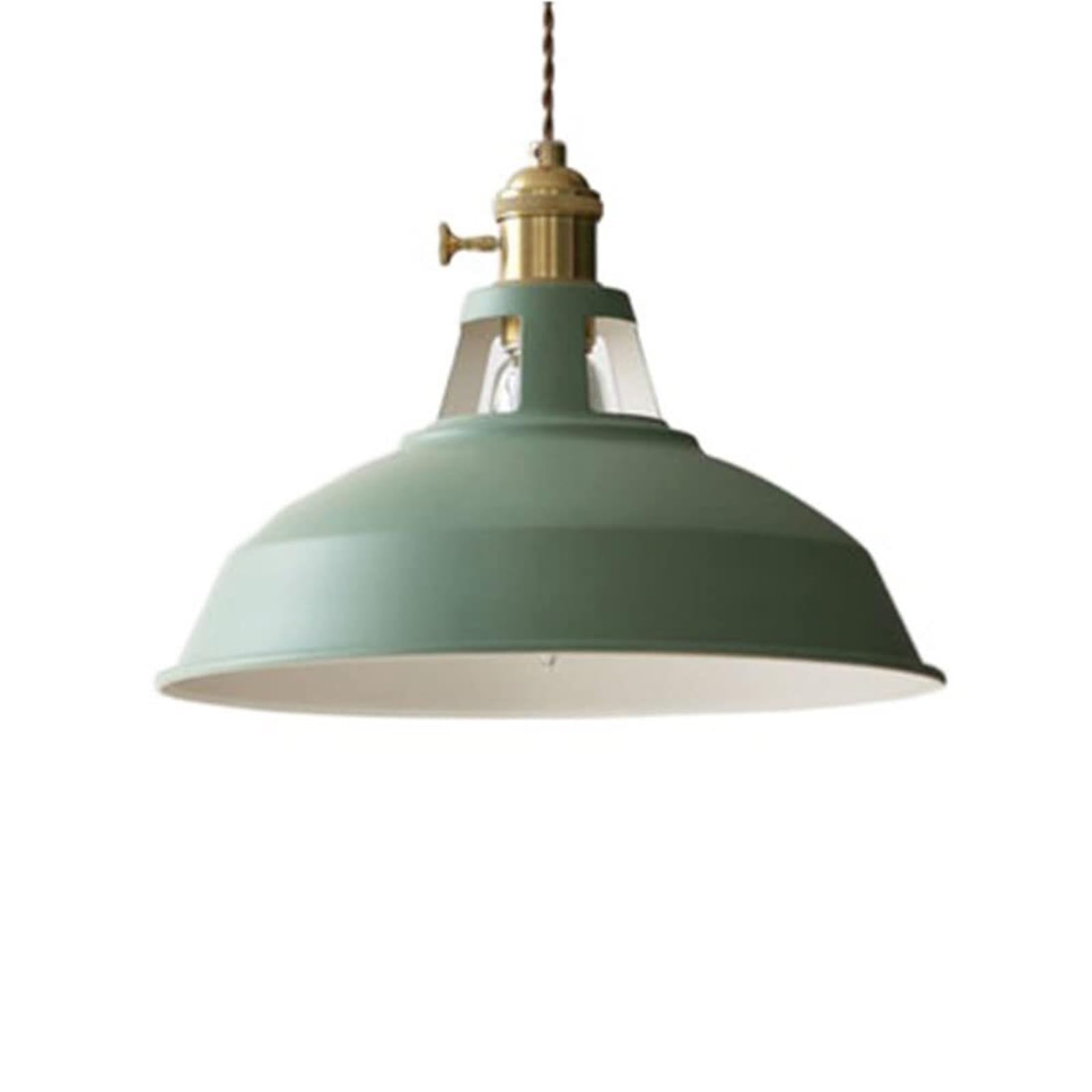 KHUKHU Rustic Hanging Light 10.2" 1-Light Farmhouse Industrial Hanging Lamp Yellow Kitchen Island Pendant Light Barn Edison Lamp E26/E27 Lamp for Home Ceiling Pendant/Table Lamp(Green,26CM)