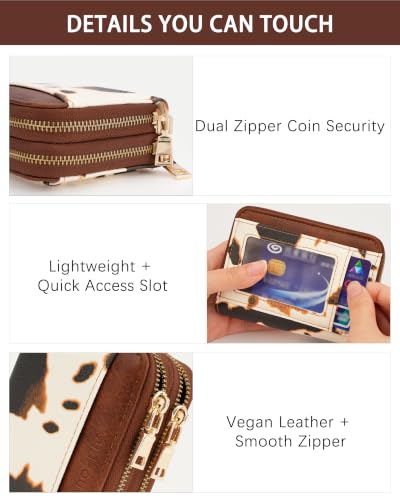 Image of Cow Credit Card Holder for Women,Accordion Wallet with wristlet