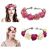 Esta es una diadema de flores ajustable. El diámetro interior mínimo es de 16 cm, puedes hacerlo más grande ajustando la cinta en la parte posterior, por lo que se adapta a cualquier niña y mujer, como dama de honor, niña de flores, novia.