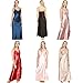 ASHER FASHION Women's Sexy Satin Long Nightgown Lace Slip Lingerie Chemise Robes Camel US 4-6 = Tag M
