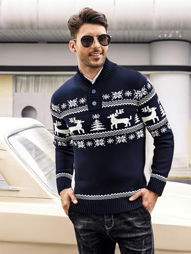 Pull de Noël moche homme COOFANDY tricoté flocon de neige chic - 2