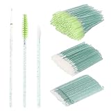 Lot de 300 brosses à mascara, brosses à lèvres, micro-écouvillons, pinceaux à cils jetables, testeur de rouge à lèvres, outil d'application de maquillage vert