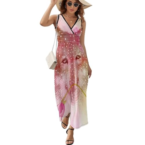 Robe maxi col V décontracté Loup Fantastique, votre robe longue d'été sans manches idéale