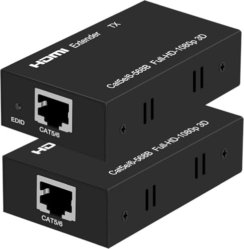 Extensor HDMI 60m con POC alimentado por cable Cat6 para conectar TV y proyector 3