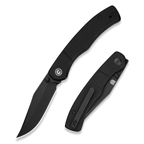 Image of CIVIVI Clingman EDC Pocket Folding Knife with Titanium Reversible Clip, 2.99 inch Nitro-V Blade G10 Handle Liner Lock Knife, Gift for Men Women C23065-1 (Black)