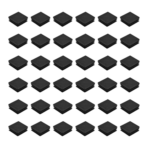 Image of uxcell 32Pcs Square Plastic Plugs, 38 x 38mm /1.5 x 1.5inch PE Pipe Tubing End Caps for 32-36mm /1.26-1.42inch Square Tube Furniture Chair Leg, Black