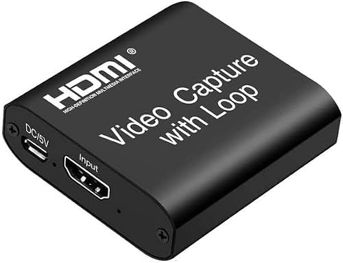 Video Capture Card with Loop Out, HDMI USB 2.0 4K HD 1080P 60FPS Game Capture Video Audio Recorder for Live Streaming for PS3/ PS4 /Xbox One/DSLR/Camcorders/Action Cam