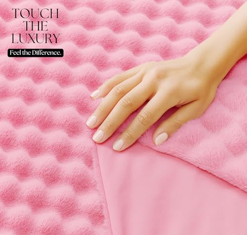 Image of VAS COLLECTIONS Bubble Blanket 600 GSM Heavyweight Ultra-Soft & Warm Blanket | Double Bed 223x223 cm (3000g) | Premium Winter Blanket for Bedroom & Heavy Winter Use - (Pink, Double - 3Kg)