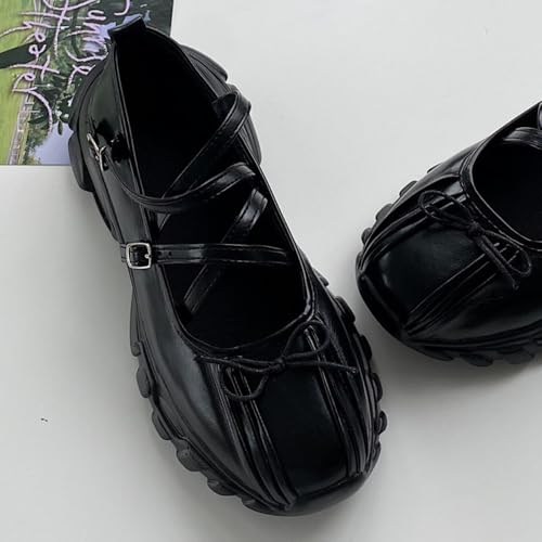 Women's Mary Jane Shoes Chunky Heel with Bow Breathable Comfortable Height Increase for Casual Workouts Everyday Wear3